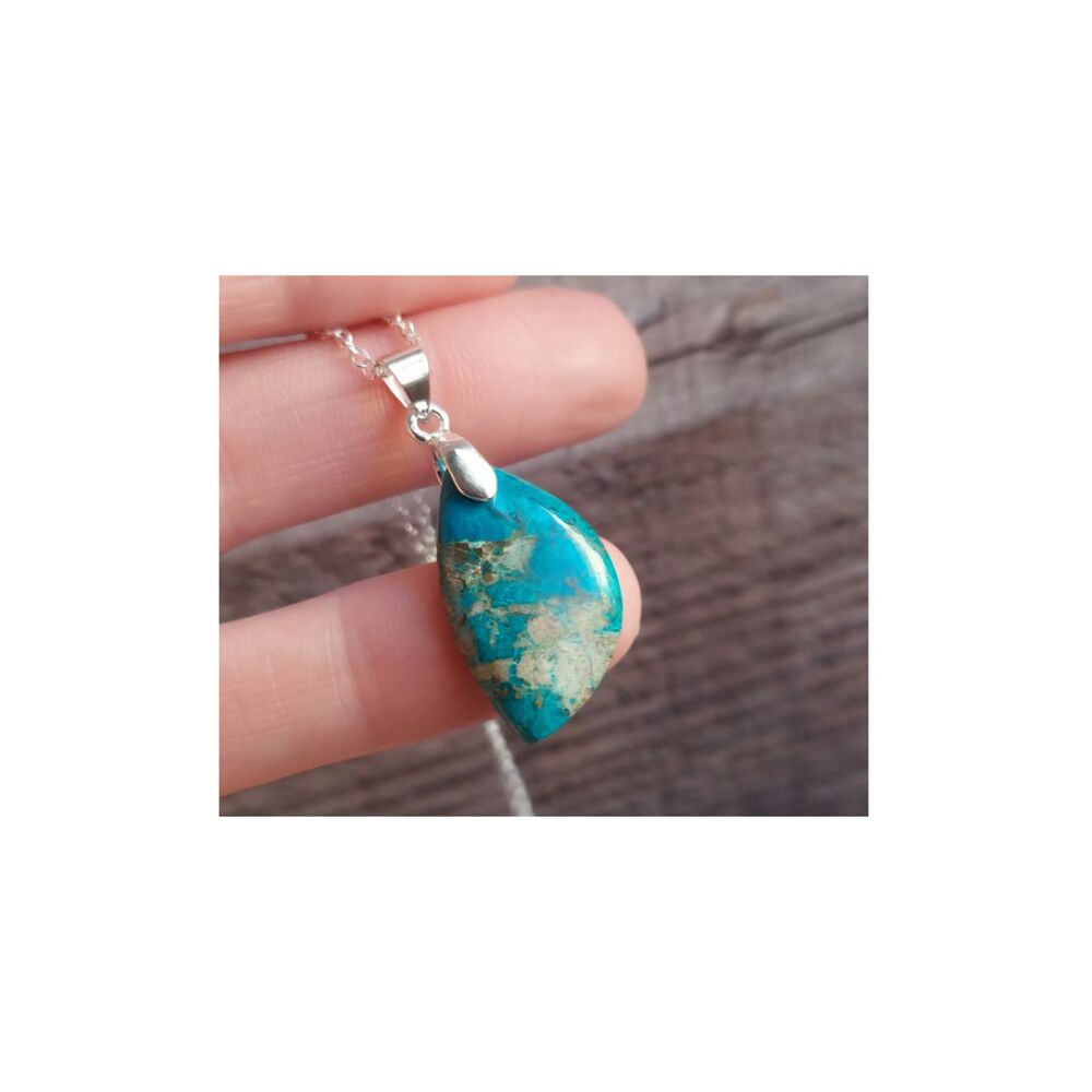 Chrysocolla Necklace Natural Gemstone Pendant - Picture 5 of 6